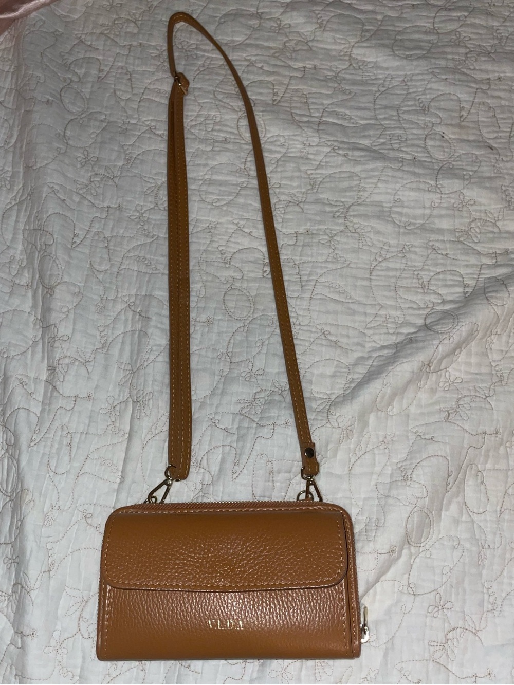 Italian Crossbody Wallet - Tan Leather
